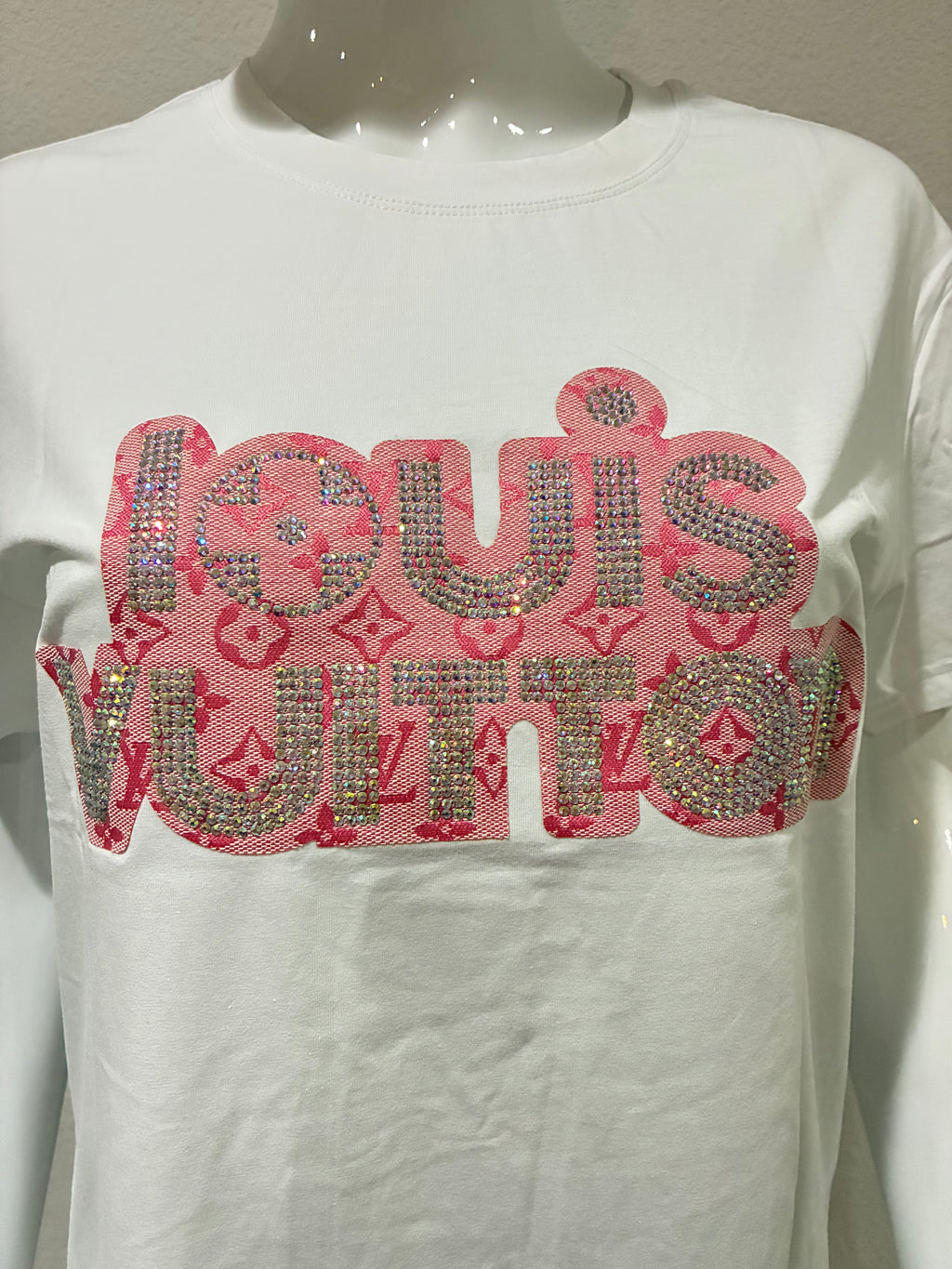 Rhinestones Letter T-Shirt